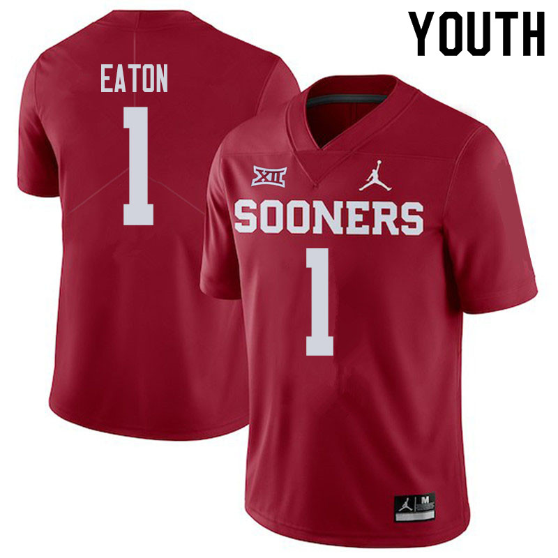 Youth #1 Joshua Eaton Oklahoma Sooners College Football Jerseys Sale-Crimson